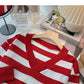 Striped long sleeved sweater Pullover Top bottomed shirt  6448