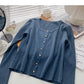 Long sleeve Pullover small square neck sweater  6636