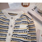 Niche fashion retro contrast striped long sleeved top  5883
