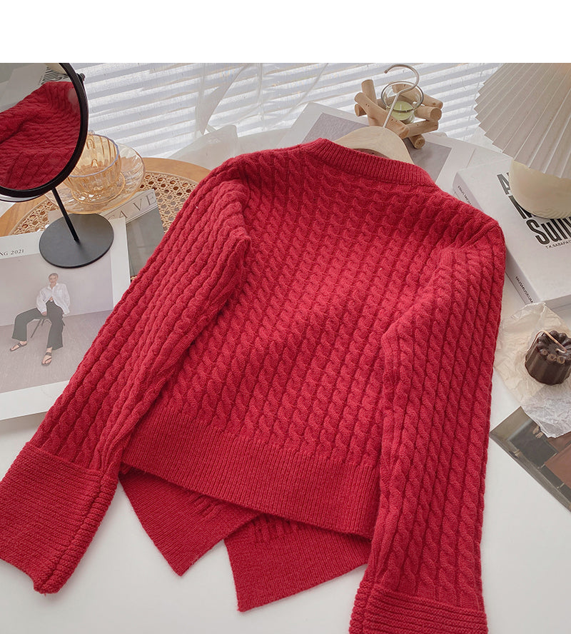 Korean minority design cross V-neck hollow neck top  6188