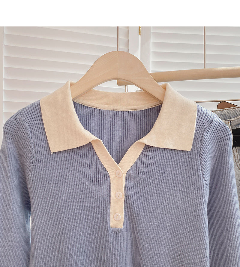 Kurzer Slim-Fit-Pullover mit Farbblockierung 6491