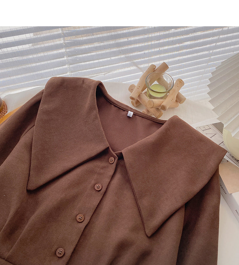 Doll collar long sleeve shirt Korean version is thin and versatile  6348