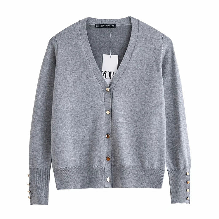 Cardigan mit schmaler Knopfleiste und Jacke 7215