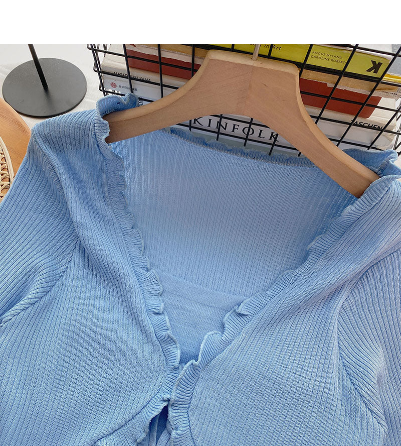 T-shirt long sleeve fungus edge V-neck design, slim fit  6508