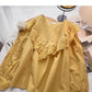 Crew neck pleated Ruffle shirt  6278