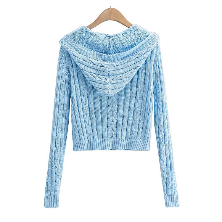 Slim letter embroidery zipper knit coat autumn  7447
