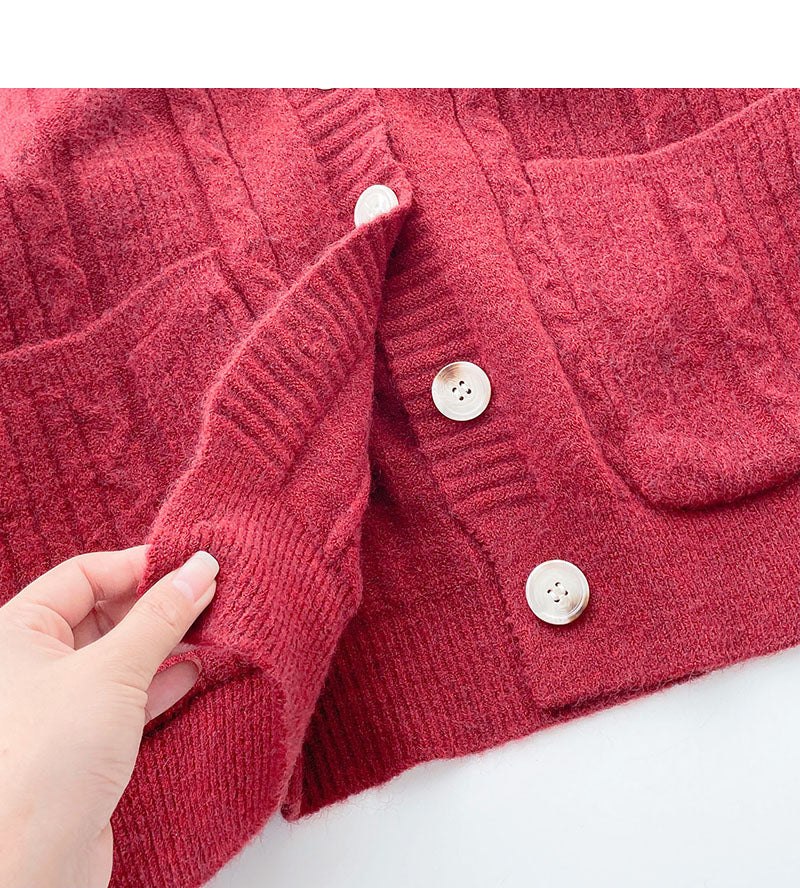 Minority retro V-neck twist Long Sleeve Jacket  6033