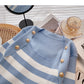 Striped square neck T-shirt thin long sleeve top  6489