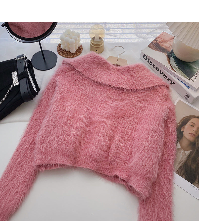 Sweet temperament mohair sweater coat cardigan  5921