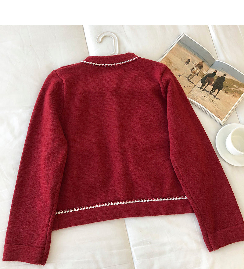 Soft Hong Kong Style crew neck button cardigan  5847