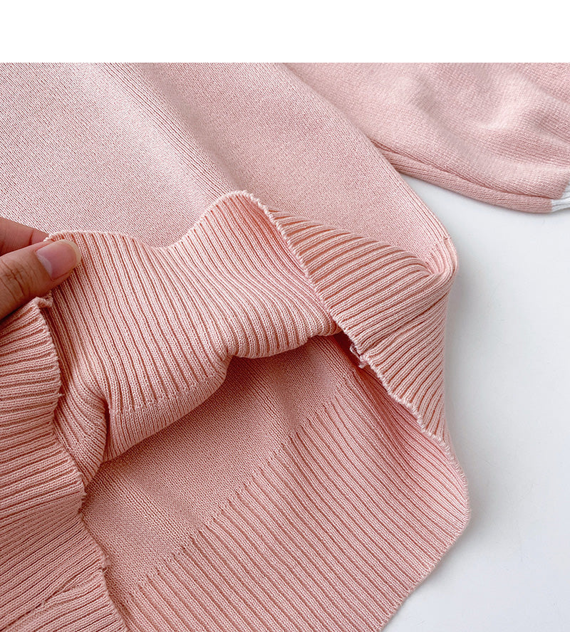 Long sleeve T-shirt design sense nail bead contrast bow top  6605