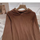 Einfacher Freizeit-Pullover mit langen Ärmeln und Kapuze 6556