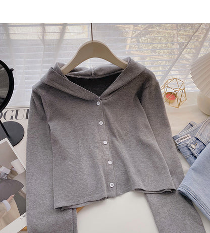 Le design du manteau en tricot montre un haut à manches longues à capuche mince et décontracté 6687