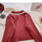 Slim Lapel contrast long sleeve cardigan top fashion  6208
