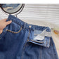 Small retro chain decorative high waist split A-line skirt  5722