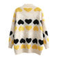 V-neck single breasted love jacquard loose knit cardigan coat  7371
