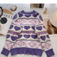 Fleece Kontrastfarbe Love Pullover Langarm Pullover Top 6151