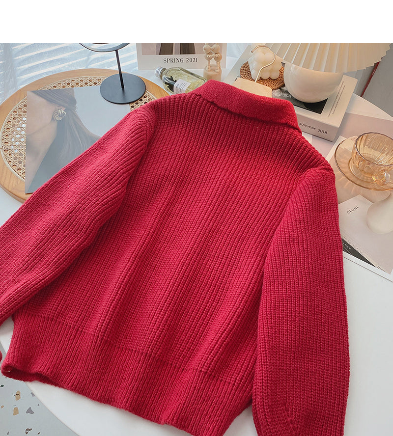 Single breasted Polo Vintage sweater cardigan  6178