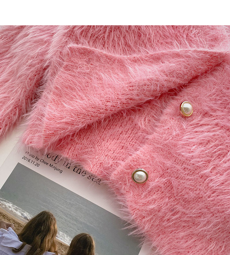 Süßer Cardigan 6019 mit V-Ausschnitt und Blumenstickerei im ausländischen Stil