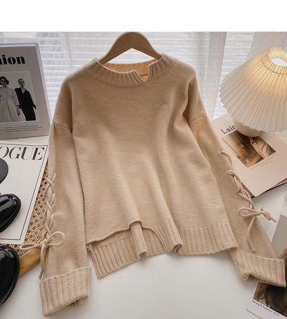 Neues koreanisches Design Kordelzug Slim Pullover Top 5974