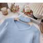 Imitation mink pure color sweater hollow neck top  6061