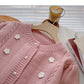 Vintage round neck pearl button cardigan sweater  6003
