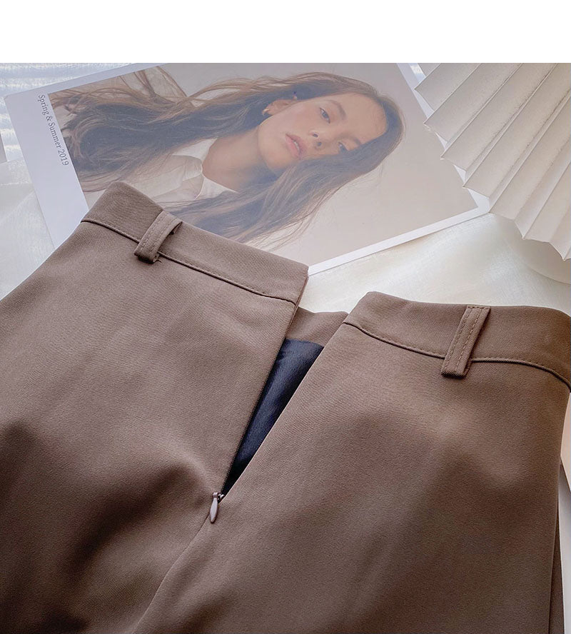 Hong Kong style fashion slim A-shaped high waist leisure skirt with belt  5758