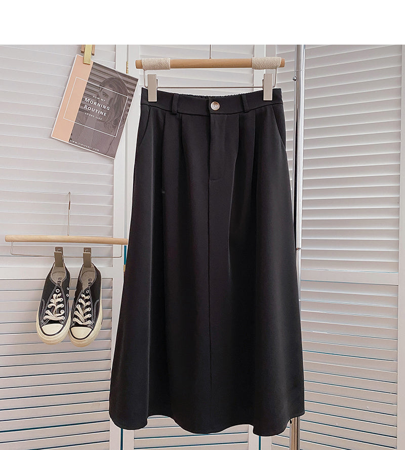 Solid color versatile high waist skirt  5825