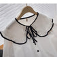 Design sense lace bandage doll neck slim long sleeve top  6391
