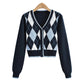 Strickpullover im College-Stil mit Rautenmuster 7517