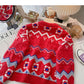 Versatile slim color blocking long sleeve round neck Pullover Sweater Top  6145