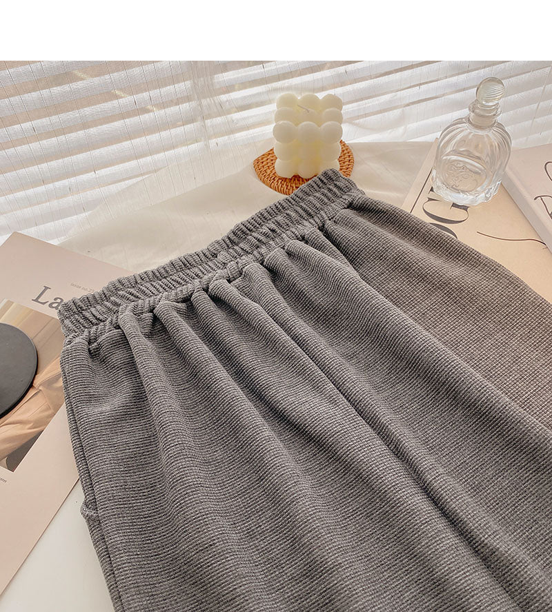 High waist elastic split A-line medium length skirt  5724