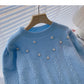 Small fresh and sweet foreign style nail bead round neck twist coat  6004