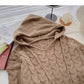 Kapuzenpullover im Nischendesign mit langen Ärmeln und kurzem Strickoberteil 5854