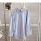 Long sleeve solid color shirt casual loose cardigan top  6426