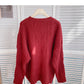 Twist solid color knitted sweater women's lazy style  6158
