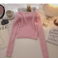 Korean slim fit versatile round neck long sleeve mink coat  5868