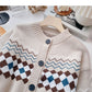 Lazy Style Retro Mode Kontrastfarbe Langarm Top mit Rundhalsausschnitt 6137