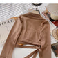 Niche design cross Lapel strap short sweater  6478