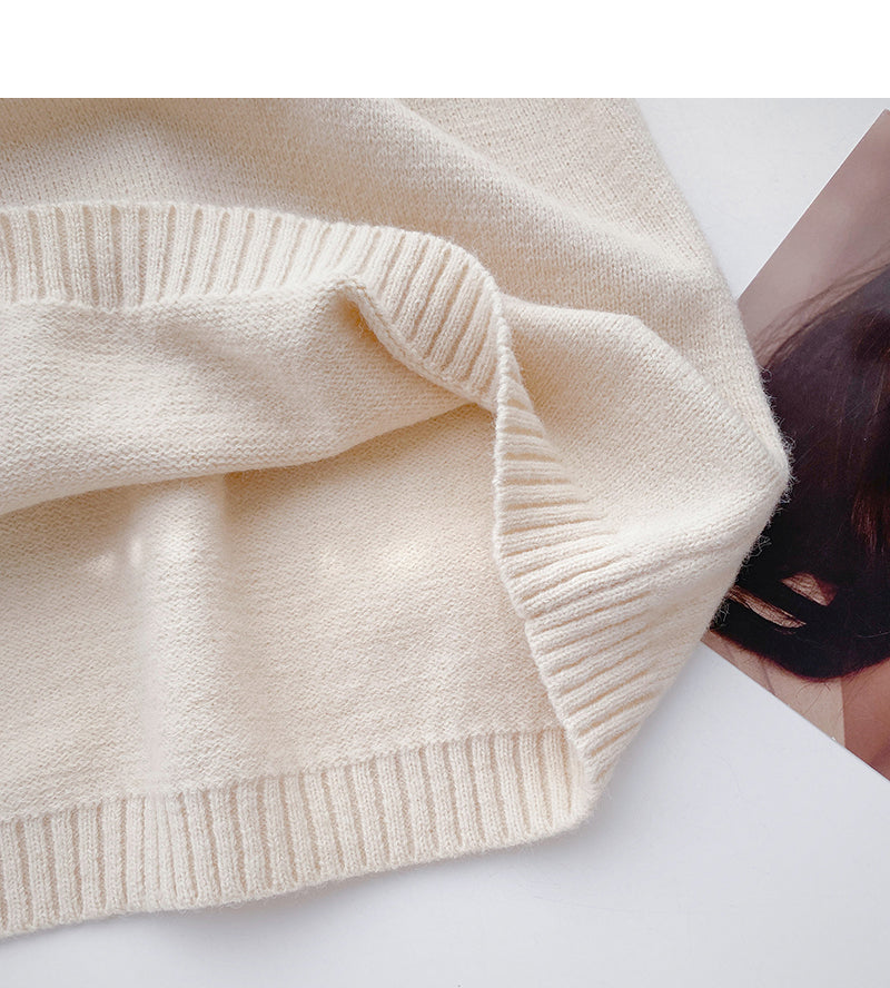 High neck Pullover Sweater design sense two long sleeved bottomed tops  6608