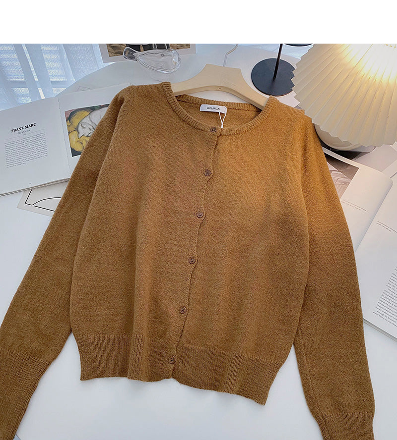 Cardigan Strickmantel einfarbig Langarm Einreiher Top 6661