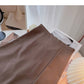 Hong Kong style retro solid color split high waist A-line skirt  5828