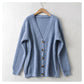 Lazy wind loose casual single breasted sweater cardigan coat  7434