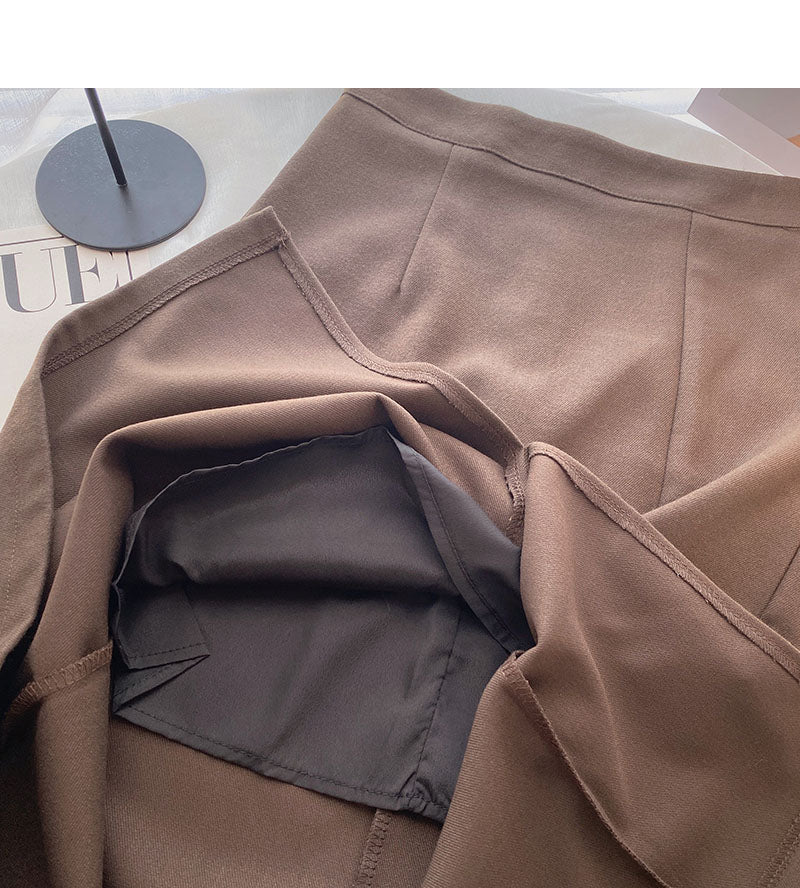 Retro split mid length slim A-line skirt  5703