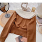 Design sense baby collar stitched sweater Vintage top 6601
