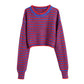 New Vintage crew neck puffy sleeve short sweater  7323