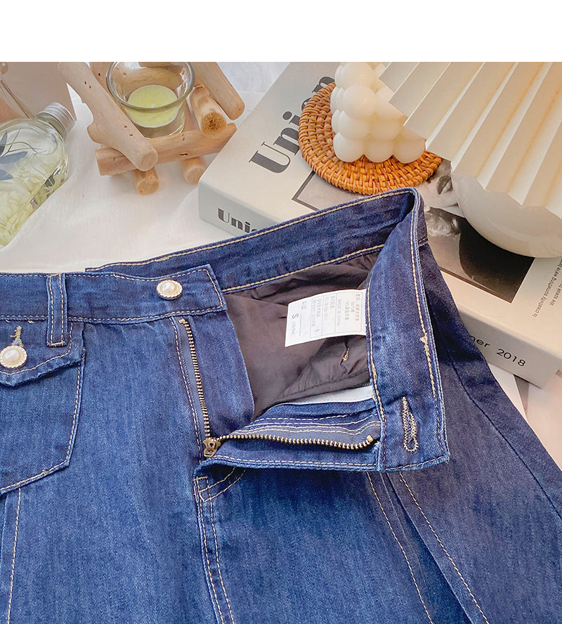 New Korean casual versatile high waist A-line short skirt trend  5585