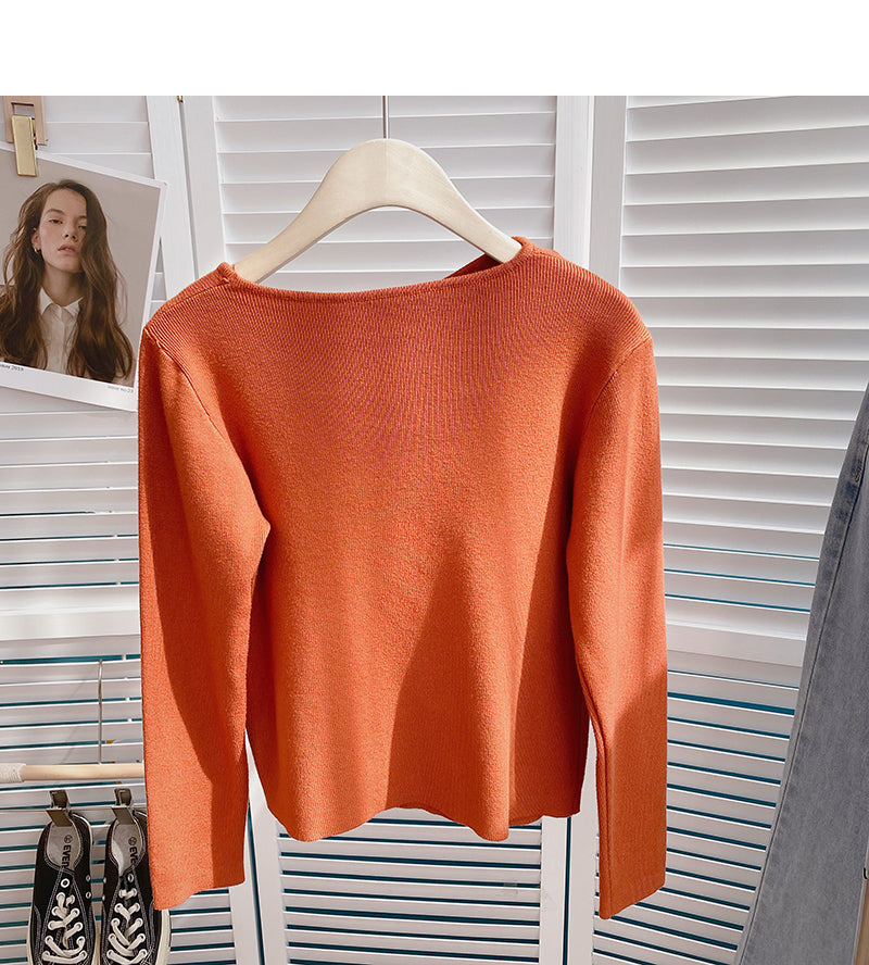 Hohler Pullover mit Rundhalsausschnitt in kleinem Design 6629