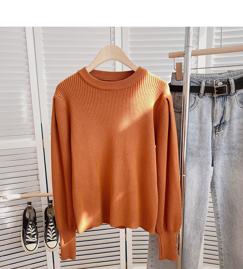 Solider Basic-Pullover Rundhals-Langarmpullover 6146