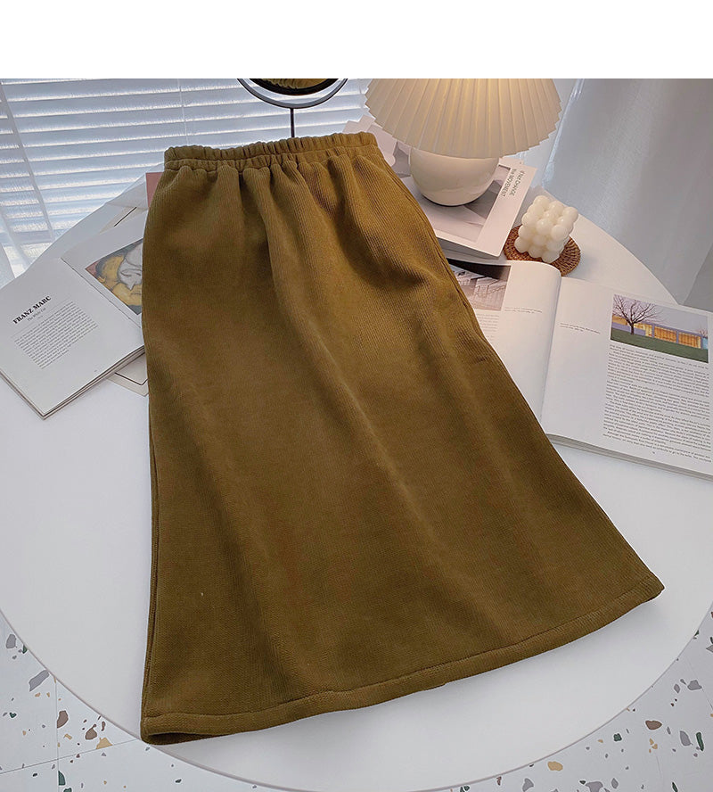 Temperament versatile high waist elastic A-line skirt  5775
